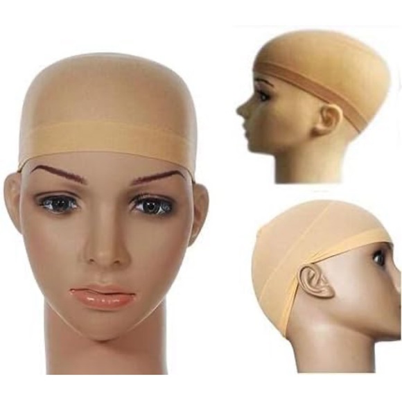 Stretchy Nylon Wig Caps for Lace Front Wigs,Beige Wig Cap for Women,2 Pieces NEW - Picture 2 of 4